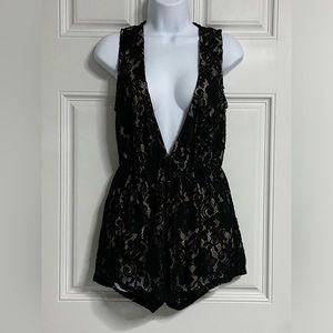 U- HERS & MINE Deep-V Laced Romper